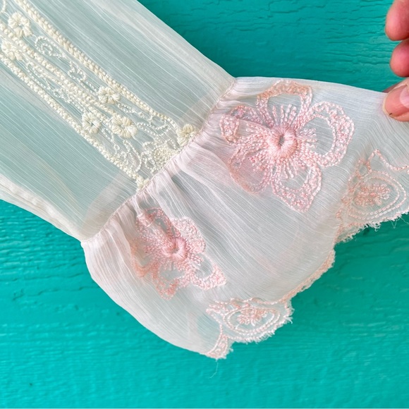 FREE PEOPLE X REVOLVE Bloomfield Patched SHEER EMBROIDERED Top SIZE LARGE EUC - Picture 4 of 12